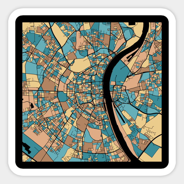 Cologne Map Pattern in Mid Century Pastel Sticker by PatternMaps